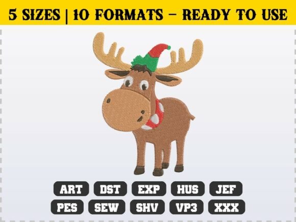 Cute Christmas Moose Embroidery Reindeer Review