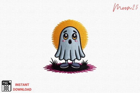 Cute Ghost Embroidery PNG Review for Apparel