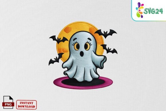 Cute Halloween Ghost Embroidery PNG Review