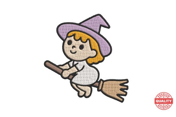 Cute Witch on Broom Embroidery Review