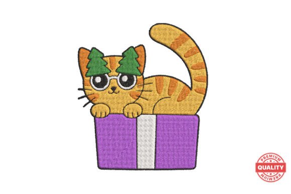 Review: Christmas Cat in Gift Box Embroidery Pat